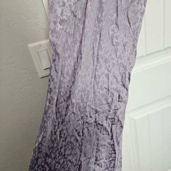 Topshop Heart Jacquard Slip Dress Womens Size 10 Purple Silky Maxi Fairy Elegant - Picture 5 of 12